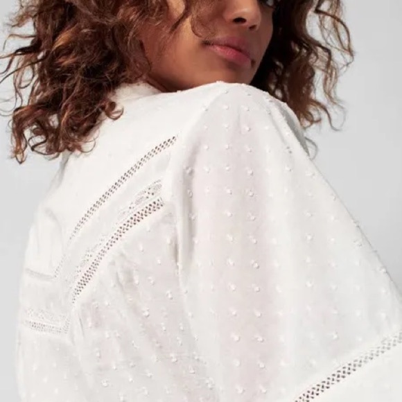 Faherty White Eyelet Embroidered Rhoda Top Blouse Lace Ruffle Size Small - Picture 2 of 7